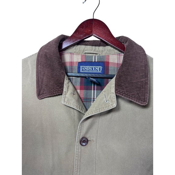 Lands' End Other - Lands End Mens Canvas XL Barn Coat Corduroy Collar Button Front Brown Tan Lined